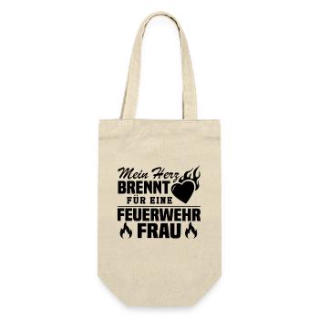 Mein Herz brennt für eine Feuerwehrfrau - Geschenkbeutel für Flaschen - Natur - Vorne