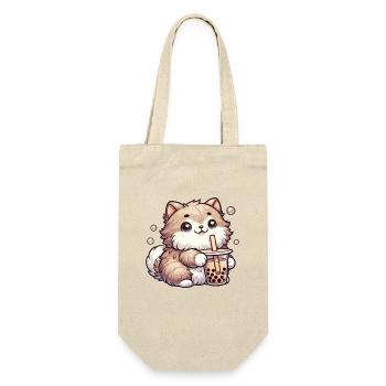 Katzen trinken Bubble Tea kawaii Boba Katze - Geschenkbeutel für Flaschen - Natur - Vorne