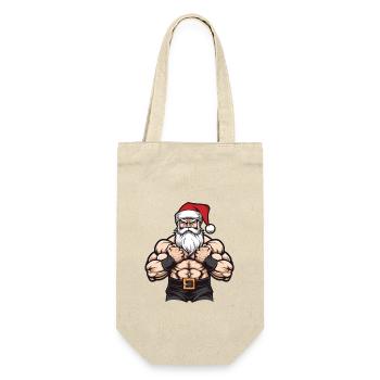 Santa Claus Gym Santa Muscles - Gift Bag for Bottles - nature - Front