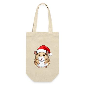 Hamster Weihnachten Tier Kopf - Geschenkbeutel für Flaschen - Natur - Vorne