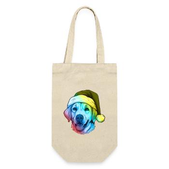 Labrador Dog Head Christmas Portrait Colorful - Gift Bag for Bottles - nature - Front