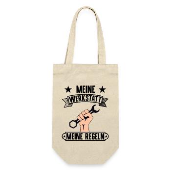 Meine Werkstatt meine Regeln Werkzeuge Handwerker - Geschenkbeutel für Flaschen - Natur - Vorne