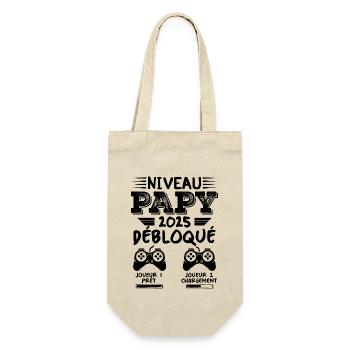 Niveau Papy Débloqué Futur Grand Père 2025 Cadeau - Sac à bouteille - nature - Devant