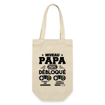 Niveau Papa Débloqué Futur Père 2025 Papa Cadeau - Sac à bouteille - nature - Devant