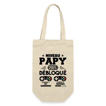 Niveau Papy Débloqué Futur Grand Père 2025 Cadeau - Sac à bouteille - nature - Devant