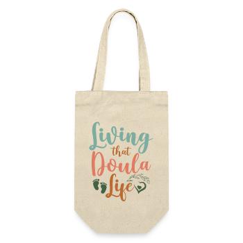 Doula Birth Worker Living That - Geschenkbeutel für Flaschen - Natur - Vorne