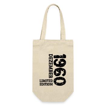 1960 Dezember Limited Edition 63. Geburtstag Deko - Geschenkbeutel für Flaschen - Natur - Vorne