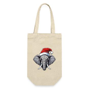 Elefant Kopf Weihnachten Portät - Geschenkbeutel für Flaschen - Natur - Vorne