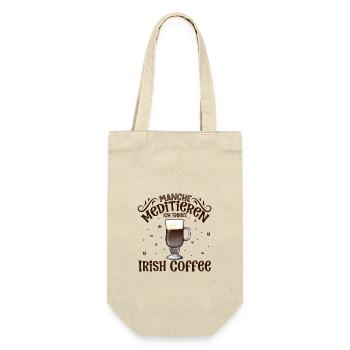 Meditieren und Irish Coffee - Geschenkbeutel für Flaschen - Natur - Vorne