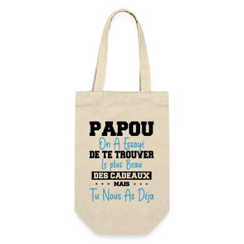 Papou Cadeau Humour Papa Fête des Pères - Sac à bouteille - nature - Devant