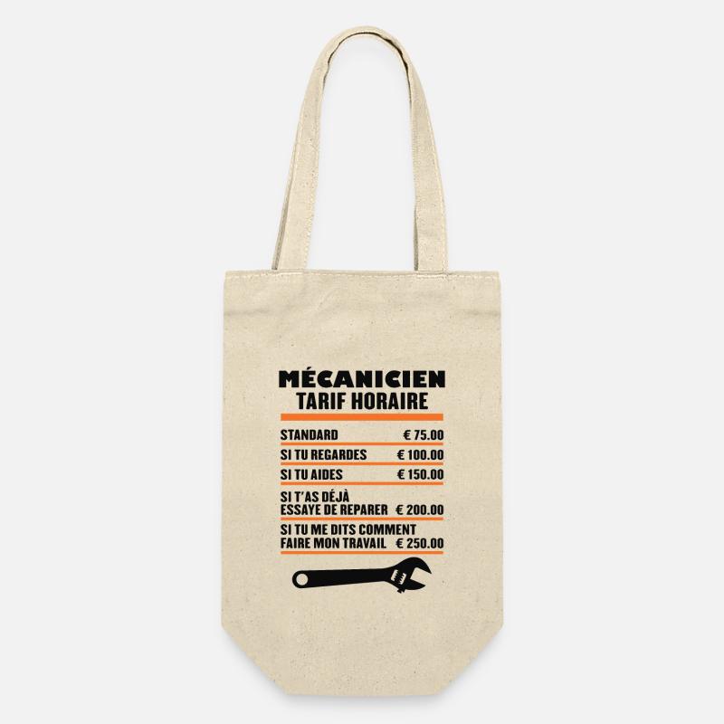 Mécanicien Tarif Horaire - Sac à bouteille - nature