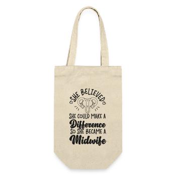 Nurse Midwife Birth Worker She - Geschenkbeutel für Flaschen - Natur - Vorne