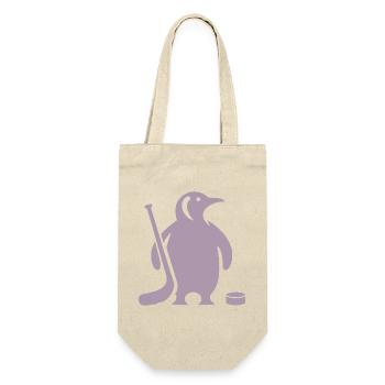 Minimalistische Pinguin Eishockey Silhouette - Geschenkbeutel für Flaschen - Natur - Vorne