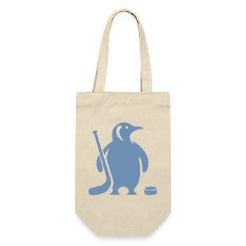 Minimalistische Pinguin Eishockey Silhouette - Geschenkbeutel für Flaschen - Natur - Vorne