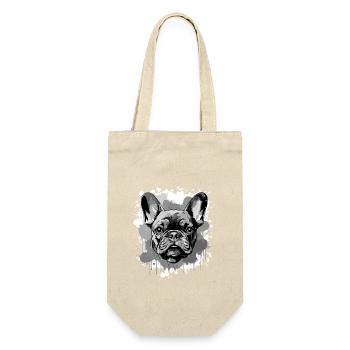 Französische Bulldogge Hund Kopf Porträt - Geschenkbeutel für Flaschen - Natur - Vorne