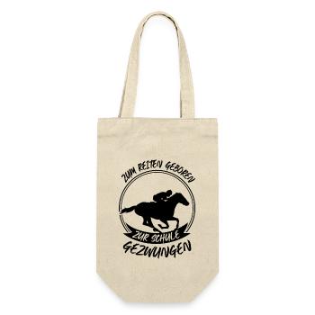 Zum reiten geboren zur schule gezwungen - Geschenkbeutel für Flaschen - Natur - Vorne