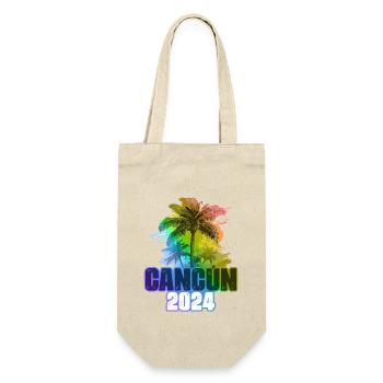 Cancun 2024 Holiday Palm Trees Colorful - Gift Bag for Bottles - nature - Front