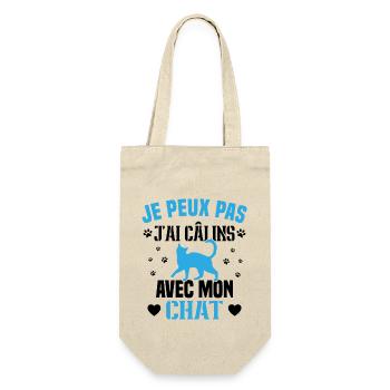 je peux pas j'ai câlins avec mon chat Cadeau - Sac à bouteille - nature - Devant