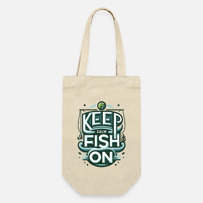 Conception relaxante du pêcheur à la ligne « Keep Calm and Fish On » - Sac à bouteille - nature