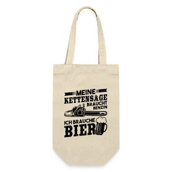 Meine Kettensäge braucht Benzin ich brauche Bier - Geschenkbeutel für Flaschen - Natur - Vorne