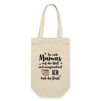 So Viele Mamas Ich Hab Die Beste Beste Mama - Geschenkbeutel für Flaschen - Natur - Vorne