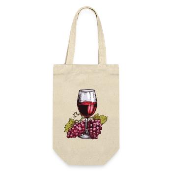 Wine Glass Grapes Wine - Gift Bag for Bottles - nature - Front