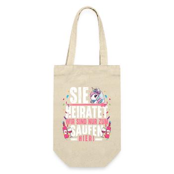 Junggesellinnenabschied T-Shirt JGA Frauen poltern - Geschenkbeutel für Flaschen - Natur - Vorne