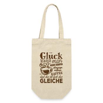 Glück kann man nicht kaufen aber Kaffee - Spruch - Geschenkbeutel für Flaschen - Natur - Vorne