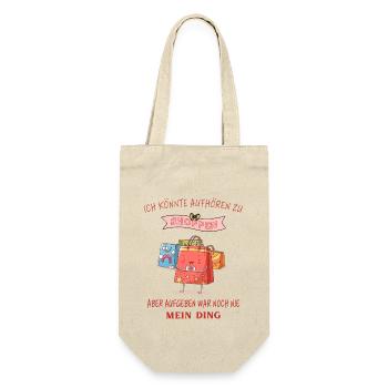 Shoppen shopping Lustige Sprüche - Geschenkbeutel für Flaschen - Natur - Vorne