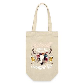 Trachtenshirt Damen Trachten T-Shirt Dirndl Ersatz - Geschenkbeutel für Flaschen - Natur - Vorne