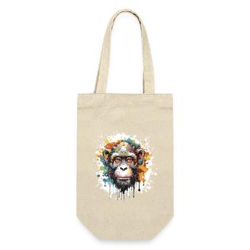 Affe Pop Art Kopf - Geschenkbeutel für Flaschen - Natur - Vorne