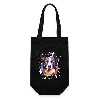 Border Collie Dog Pop Art Head - Gift Bag for Bottles - black - Front