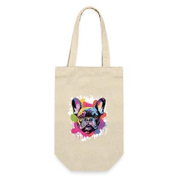 Französische Bulldogge Hund Kopf Porträt - Geschenkbeutel für Flaschen - Natur - Vorne