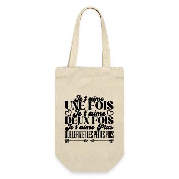 Ich liebe dich einmal, ich liebe dich zweimal - Geschenkbeutel für Flaschen - Natur - Vorne