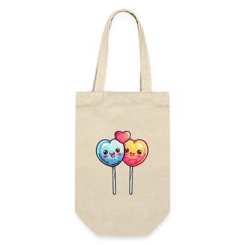 Lollipop Couple Love Heart Funny - Gift Bag for Bottles - nature - Front