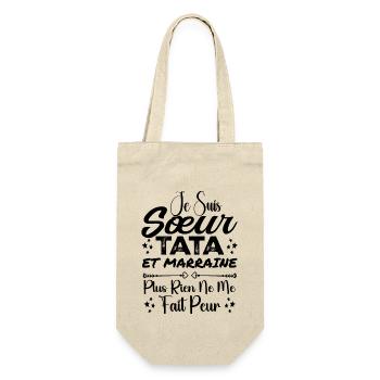 Schwester Tata und Patentante - Geschenkbeutel für Flaschen - Natur - Vorne
