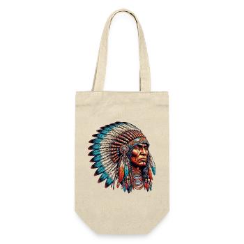 Amerikanisch Indianer Amerikanische Rote Haut - Geschenkbeutel für Flaschen - Natur - Vorne
