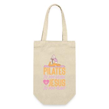 Pilates Instructor Teacher Jesus - Geschenkbeutel für Flaschen - Natur - Vorne