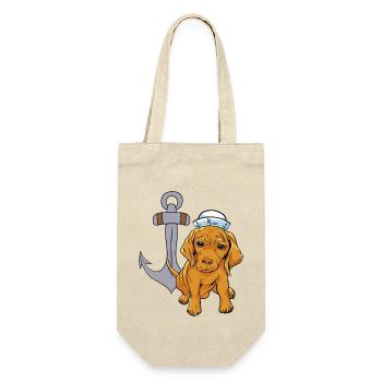 maritim Seehund Seefahrer Matrose Anker Hund - Geschenkbeutel für Flaschen - Natur - Vorne