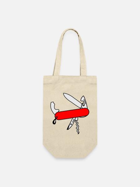 Rotes Überlebensmesser - Geschenkbeutel für Flaschen - Natur