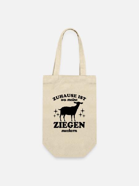 Zuhause ist wo meine Ziegen meckern - Spruch - Geschenkbeutel für Flaschen - Natur