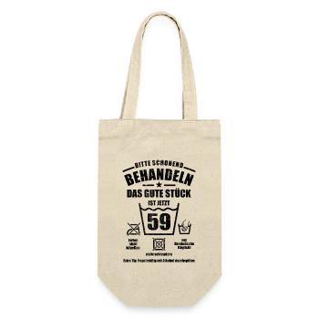 Schonend behandeln - 59. Geburtstag Geschenk - Geschenkbeutel für Flaschen - Natur - Vorne