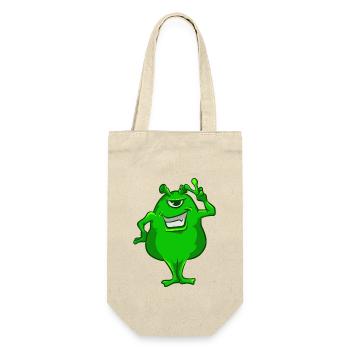 Green Alien Hand Peace Sign T-Shirt Cute One-Eyed - Gift Bag for Bottles - nature - Front