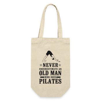Pilates Instructor Teacher Grandpa - Geschenkbeutel für Flaschen - Natur - Vorne