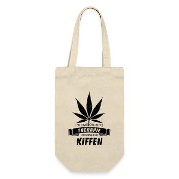 Ich brauche keine Therapie ich muss nur kiffen - Geschenkbeutel für Flaschen - Natur - Vorne