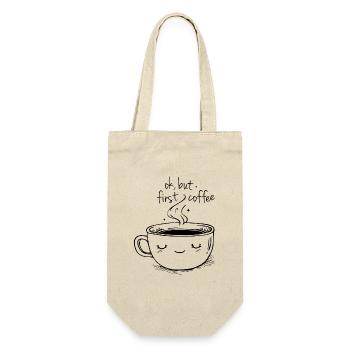 Ok, aber zuerst Kaffee - Geschenkbeutel für Flaschen - Natur - Vorne
