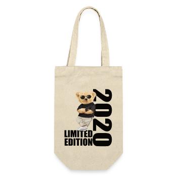 Limited Edition 2020 Bär Bären Geburtstag 2020 - Geschenkbeutel für Flaschen - Natur - Vorne