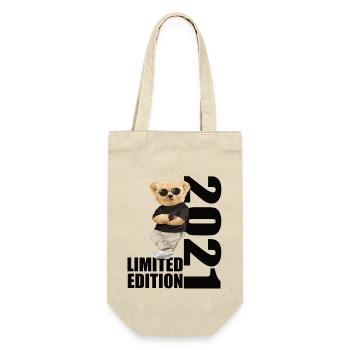 Limited Edition 2021 Bär Bären Geburtstag 2021 - Geschenkbeutel für Flaschen - Natur - Vorne