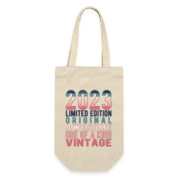 Limited Edition seit 2023 Geburtstag Vintage 2023 - Geschenkbeutel für Flaschen - Natur - Vorne