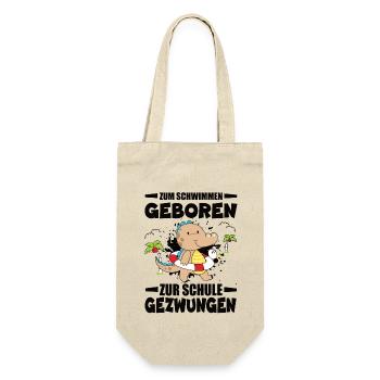 Zum Schwimmen Geboren Zur Schule Gezwungen - Geschenkbeutel für Flaschen - Natur - Vorne